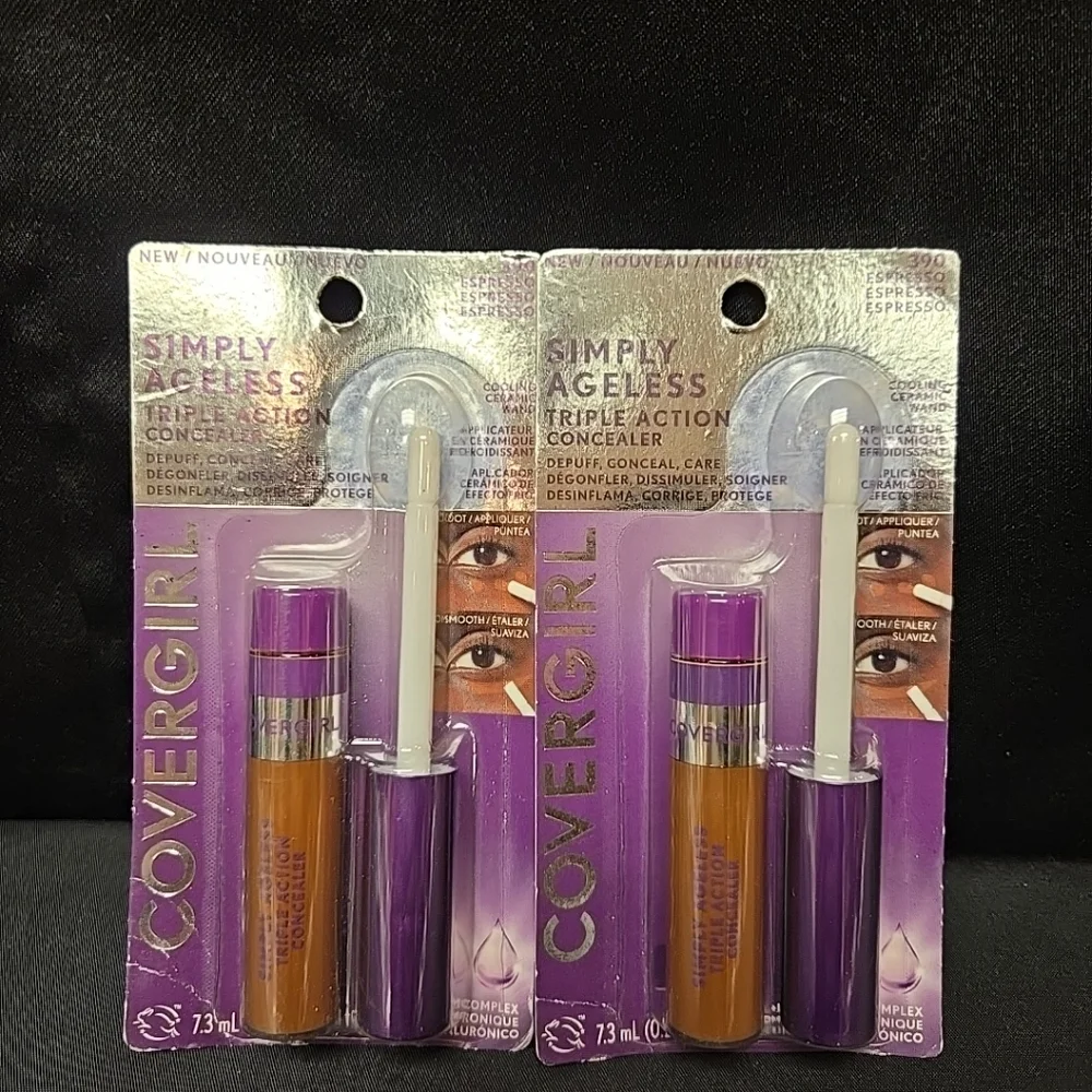 2pc Lot Simply Ageless Triple Action Concealer Hyaluronic Complex 390 Espresso